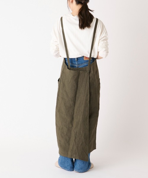 CUISINE HABITS（クイジーヌハビッツ）の「【CUiSiNE HABiTS】リネンロング エプロン（エプロン・レディース・グレー/レッド/カーキ・フリー）」の21枚目の写真