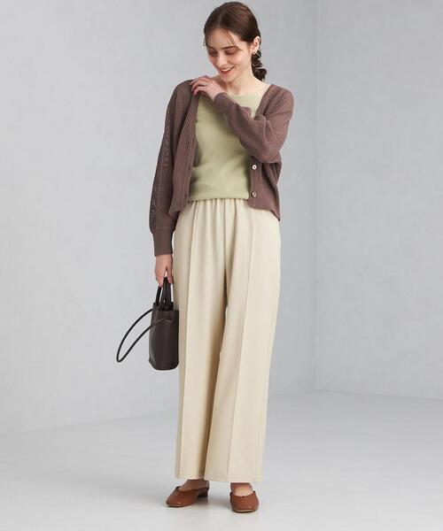 green label relaxing（グリーンレーベルリラクシング）の「コイルヤーン メッシュ カーディガン -ウォッシャブル-（カーディガン/ボレロ・レディース・オフホワイト/ライム/モカ・FREE）」の13枚目の写真