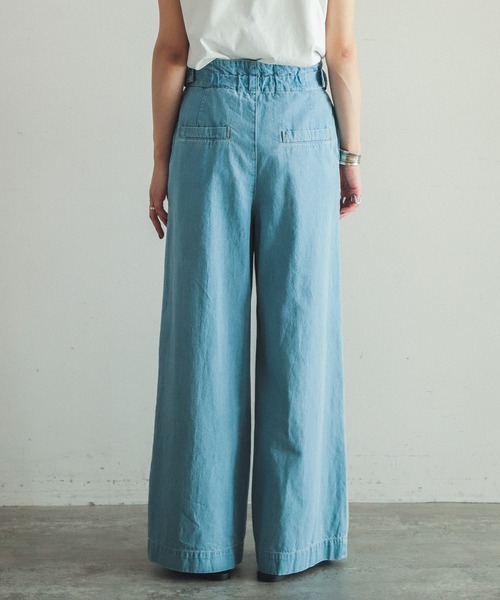 FIL DE FER（フィルデフェール）の「C/Liデニム　ハイウエストパンツ（デニムパンツ・レディース・ネイビー/サックスブルー・SMALL/MEDIUM）」の4枚目の写真