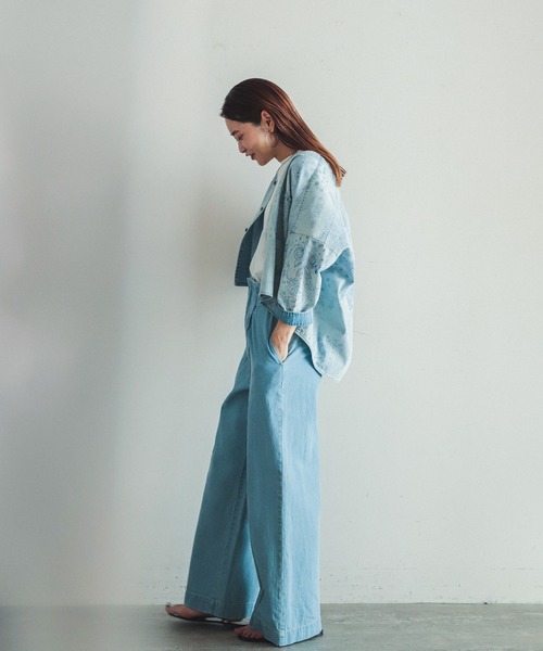 FIL DE FER（フィルデフェール）の「C/Liデニム　ハイウエストパンツ（デニムパンツ・レディース・ネイビー/サックスブルー・SMALL/MEDIUM）」の12枚目の写真