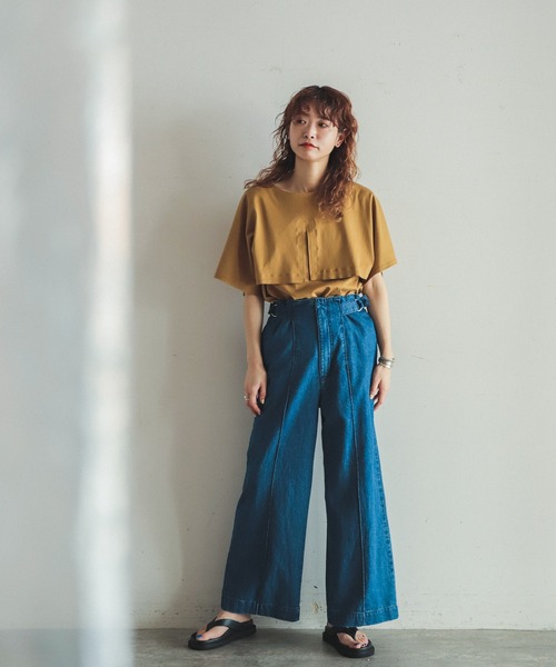 FIL DE FER（フィルデフェール）の「C/Liデニム　ハイウエストパンツ（デニムパンツ・レディース・ネイビー/サックスブルー・SMALL/MEDIUM）」の10枚目の写真