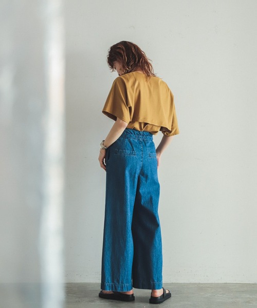 FIL DE FER（フィルデフェール）の「C/Liデニム　ハイウエストパンツ（デニムパンツ・レディース・ネイビー/サックスブルー・SMALL/MEDIUM）」の13枚目の写真