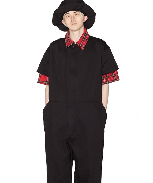 ankoROCK(アンコロック)の「フェイクレイヤーチェックシャツ半袖ツナギ(つなぎ/オールインワン・メンズ・A・ONE SIZE)」の5枚目の写真