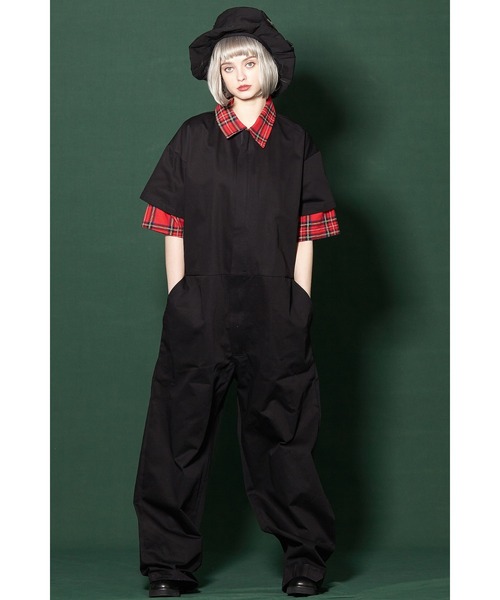 ankoROCK(アンコロック)の「フェイクレイヤーチェックシャツ半袖ツナギ(つなぎ/オールインワン・メンズ・A・ONE SIZE)」の4枚目の写真