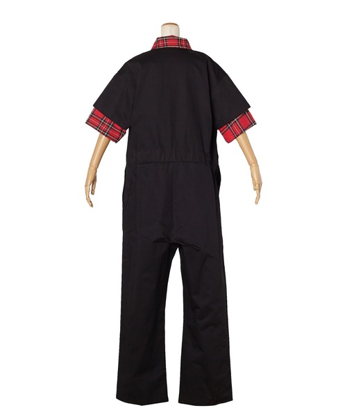 ankoROCK(アンコロック)の「フェイクレイヤーチェックシャツ半袖ツナギ(つなぎ/オールインワン・メンズ・A・ONE SIZE)」の3枚目の写真