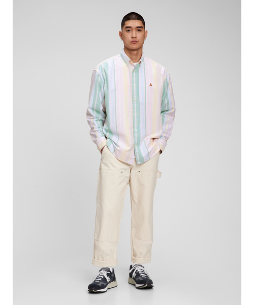 GAP（ギャップ）の「ストライプ オックスフォード スタンダードフィットシャツ（シャツ/ブラウス・メンズ・ピンク/ブルー・M/S/L/XL/XS）」の13枚目の写真