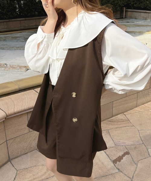 apres jour（アプレジュール）の「ジレベスト【ZOZOTOWN限定アイテム】（ベスト・レディース・ダークブラウン/ベージュ/ブラック・X-LARGE/フリー）」の10枚目の写真