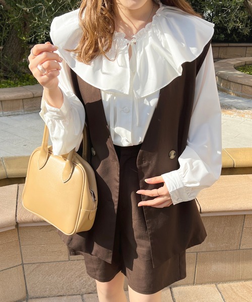 apres jour（アプレジュール）の「ジレベスト【ZOZOTOWN限定アイテム】（ベスト・レディース・ダークブラウン/ベージュ/ブラック・X-LARGE/フリー）」の7枚目の写真