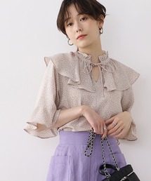 N.（N. Natural Beauty Basic） | ◆フリルカラープリントブラウス(シャツ/ブラウス)