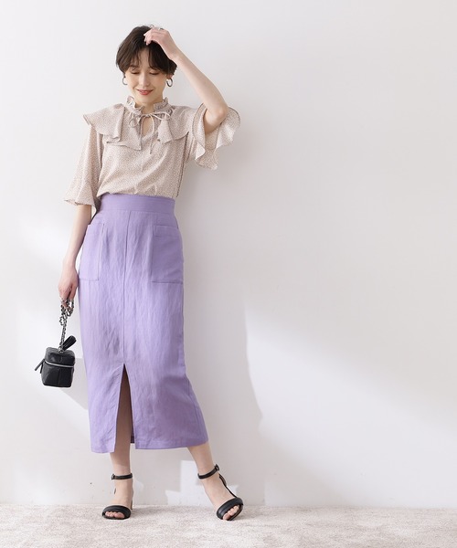 N.（N. Natural Beauty Basic）（エヌエヌナチュラルビューティーベーシック）の「◆フリルカラープリントブラウス（シャツ/ブラウス・レディース・ホワイト系その他/ブラック系その他・MEDIUM）」の12枚目の写真