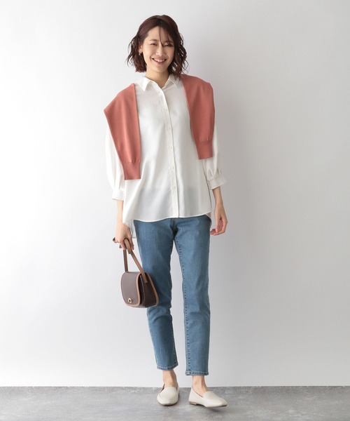 GLOBAL WORK(グローバルワーク)の「ランタンスリーブ7分袖シャツ/MATINEE LINE/267007(シャツ/ブラウス・レディース・ブラック/オフホワイト/ライトグリーン・MEDIUM/LARGE)」の5枚目の写真