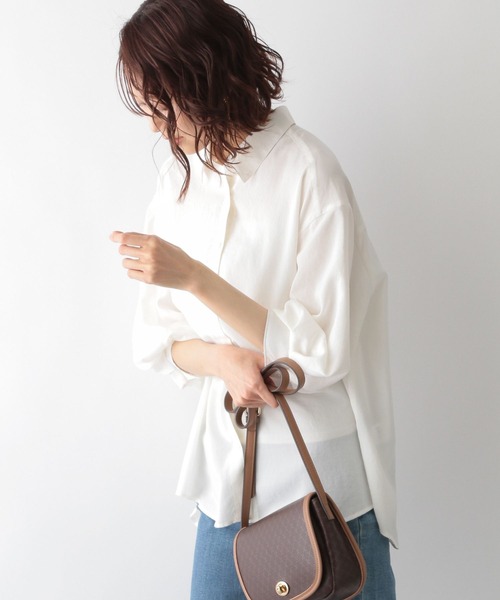 GLOBAL WORK(グローバルワーク)の「ランタンスリーブ7分袖シャツ/MATINEE LINE/267007(シャツ/ブラウス・レディース・ブラック/オフホワイト/ライトグリーン・MEDIUM/LARGE)」の7枚目の写真