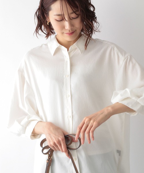 GLOBAL WORK(グローバルワーク)の「ランタンスリーブ7分袖シャツ/MATINEE LINE/267007(シャツ/ブラウス・レディース・ブラック/オフホワイト/ライトグリーン・MEDIUM/LARGE)」の8枚目の写真