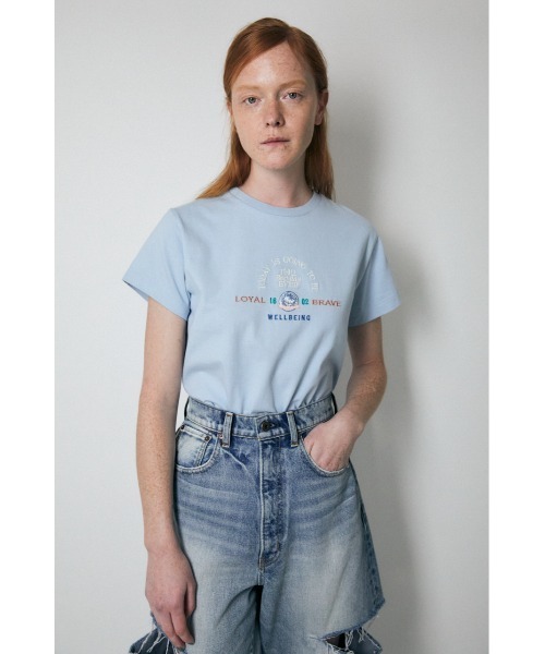 MOUSSY（マウジー）の「BEST DAY EMBROIDERY Tシャツ（Tシャツ/カットソー・レディース・ホワイト/ライトブラック/ライトブルー・FREE）」の11枚目の写真