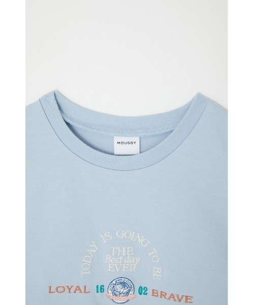 MOUSSY（マウジー）の「BEST DAY EMBROIDERY Tシャツ（Tシャツ/カットソー・レディース・ホワイト/ライトブラック/ライトブルー・FREE）」の5枚目の写真