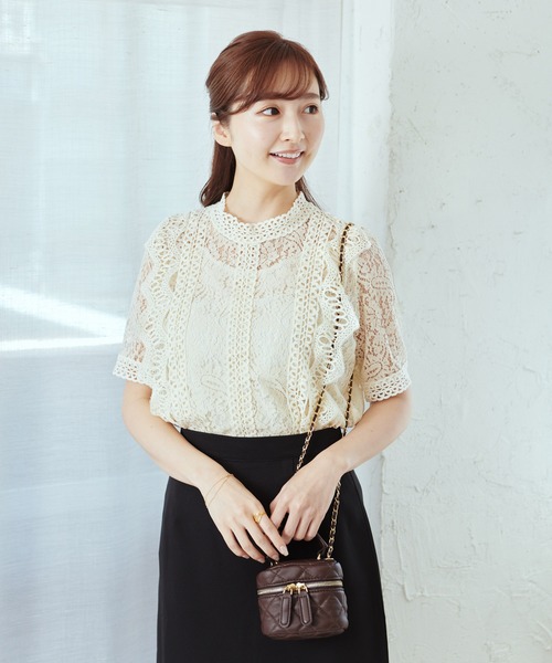 Lamoa(ラモア)の「Lamoa/花柄 総レース フリル トップス(シャツ/ブラウス・レディース・ホワイト/アイボリー/ブラック/ピンク・FREE)」の17枚目の写真