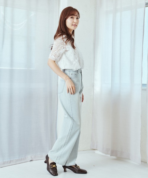 Lamoa(ラモア)の「Lamoa/花柄 総レース フリル トップス(シャツ/ブラウス・レディース・ホワイト/アイボリー/ブラック/ピンク・FREE)」の8枚目の写真