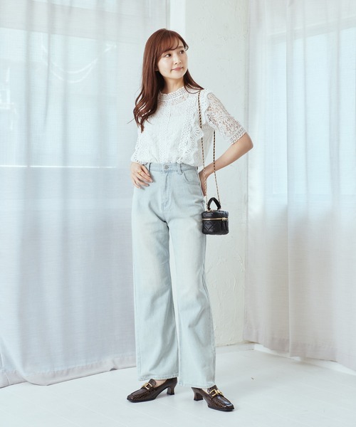 Lamoa(ラモア)の「Lamoa/花柄 総レース フリル トップス(シャツ/ブラウス・レディース・ホワイト/アイボリー/ブラック/ピンク・FREE)」の11枚目の写真