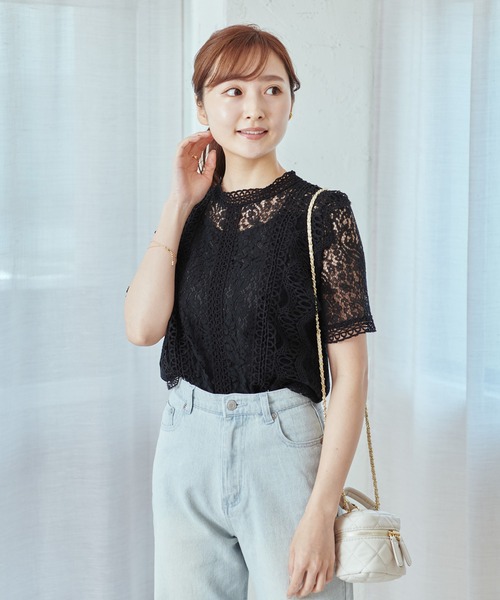 Lamoa(ラモア)の「Lamoa/花柄 総レース フリル トップス(シャツ/ブラウス・レディース・ホワイト/アイボリー/ブラック/ピンク・FREE)」の19枚目の写真