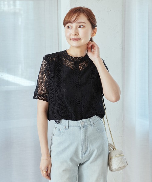 Lamoa(ラモア)の「Lamoa/花柄 総レース フリル トップス(シャツ/ブラウス・レディース・ホワイト/アイボリー/ブラック/ピンク・FREE)」の22枚目の写真