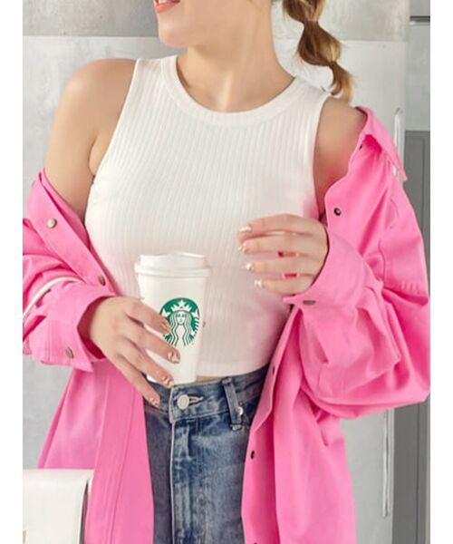 EVRIS（エヴリス）の「アメスリショートタンク（タンクトップ・レディース・ホワイト/ブラック/パープル/オレンジ・FREE）」の2枚目の写真