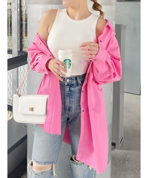 EVRIS（エヴリス）の「アメスリショートタンク（タンクトップ・レディース・ホワイト/ブラック/パープル/オレンジ・FREE）」の6枚目の写真