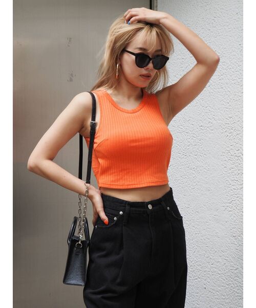 EVRIS（エヴリス）の「アメスリショートタンク（タンクトップ・レディース・ホワイト/ブラック/パープル/オレンジ・FREE）」の22枚目の写真