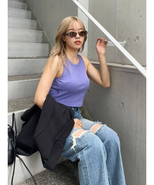 EVRIS（エヴリス）の「アメスリショートタンク（タンクトップ・レディース・ホワイト/ブラック/パープル/オレンジ・FREE）」の18枚目の写真