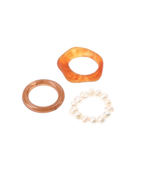ROPE' PICNIC（ロペピクニック）の「淡水パール×マーブルリングセット（リング・レディース・ブラウン/キナリ・FREE）」の5枚目の写真