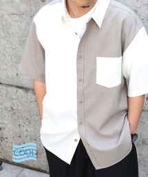 接触冷感、ストレッチ素材で夏でも快適【BACK NUMBER】「COOL」半袖バイカラーシャツ