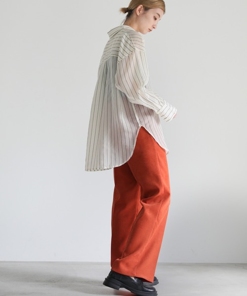 select MOCA（セレクトモカ）の「2022 AW シアーストライプビッグシャツ（シャツ/ブラウス・レディース・ブラウン/グリーン/アイボリー・FREE）」の20枚目の写真