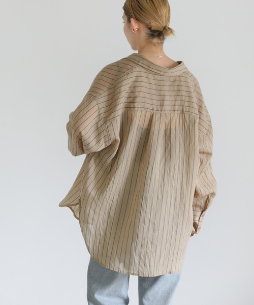 select MOCA（セレクトモカ）の「2022 AW シアーストライプビッグシャツ（シャツ/ブラウス・レディース・ブラウン/グリーン/アイボリー・FREE）」の12枚目の写真