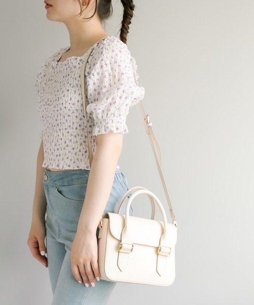 OLIVE des OLIVE（オリーブデオリーブ）の「ダブルベルトショルダー（ショルダーバッグ・レディース・ダークブラウン/オフホワイト・FREE）」の4枚目の写真