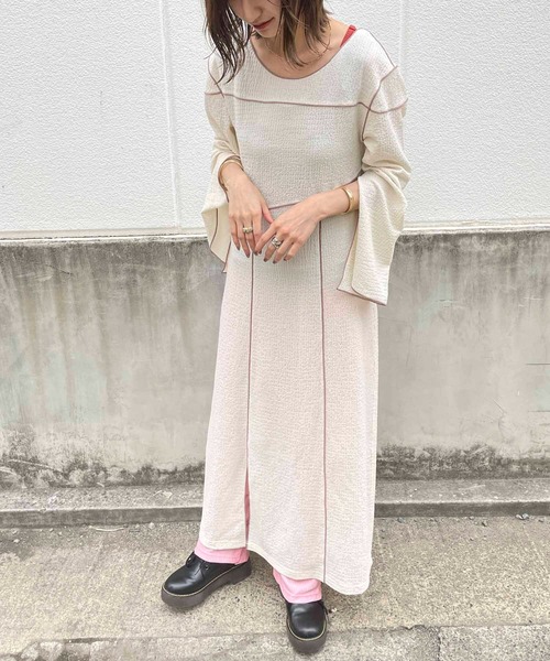 byYOUANCE(バイユアンス)の「配色デザインスリットカットワンピース(ワンピース・レディース・ブラック/ブラウン/アイボリー・FREE)」の7枚目の写真