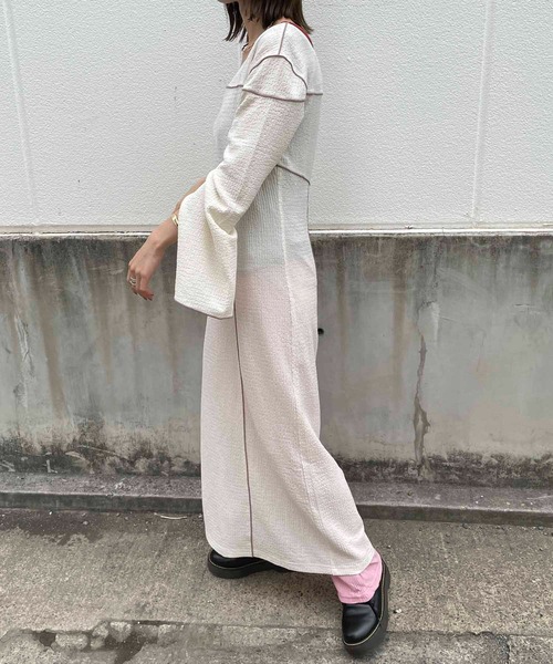 byYOUANCE(バイユアンス)の「配色デザインスリットカットワンピース(ワンピース・レディース・ブラック/ブラウン/アイボリー・FREE)」の8枚目の写真