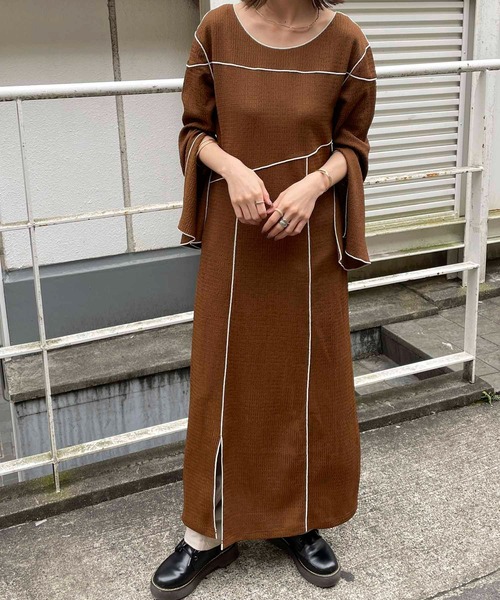 byYOUANCE(バイユアンス)の「配色デザインスリットカットワンピース(ワンピース・レディース・ブラック/ブラウン/アイボリー・FREE)」の14枚目の写真