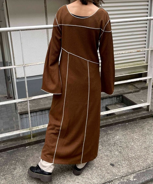 byYOUANCE(バイユアンス)の「配色デザインスリットカットワンピース(ワンピース・レディース・ブラック/ブラウン/アイボリー・FREE)」の16枚目の写真