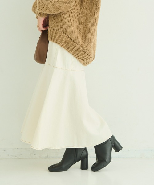 Shelly island（シェリーアイランド）の「ハイウエストマーメイドロングスカート（スカート・レディース・ホワイト/ネイビー・M）」の2枚目の写真