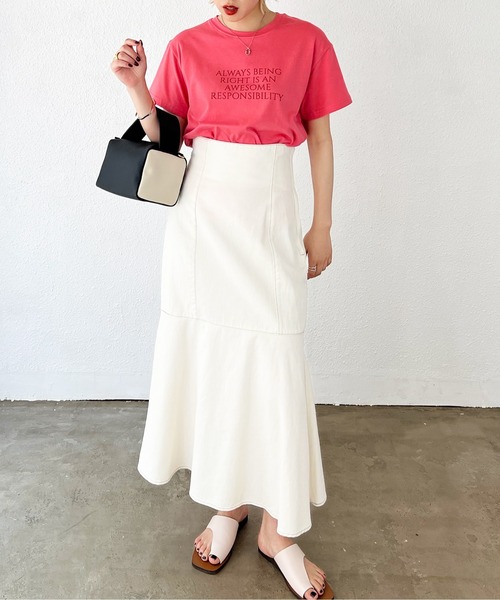 Shelly island（シェリーアイランド）の「ハイウエストマーメイドロングスカート（スカート・レディース・ホワイト/ネイビー・M）」の3枚目の写真