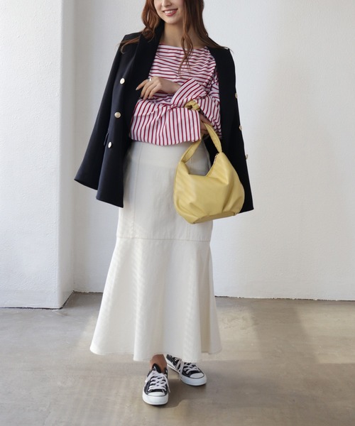 Shelly island（シェリーアイランド）の「ハイウエストマーメイドロングスカート（スカート・レディース・ホワイト/ネイビー・M）」の14枚目の写真