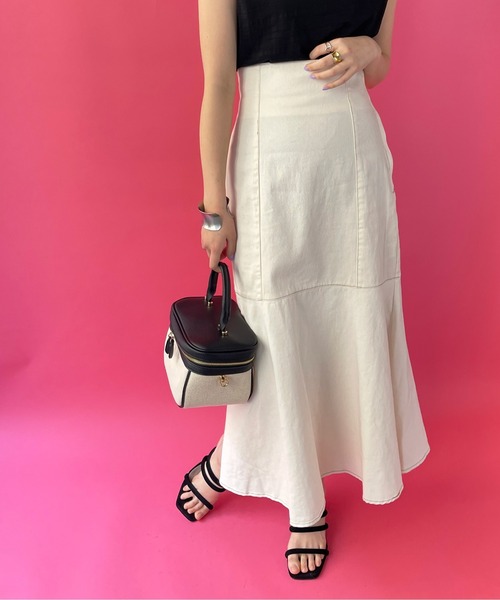 Shelly island（シェリーアイランド）の「ハイウエストマーメイドロングスカート（スカート・レディース・ホワイト/ネイビー・M）」の5枚目の写真