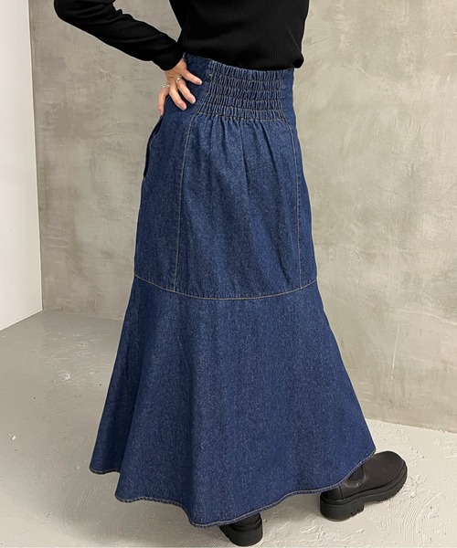 Shelly island（シェリーアイランド）の「ハイウエストマーメイドロングスカート（スカート・レディース・ホワイト/ネイビー・M）」の17枚目の写真