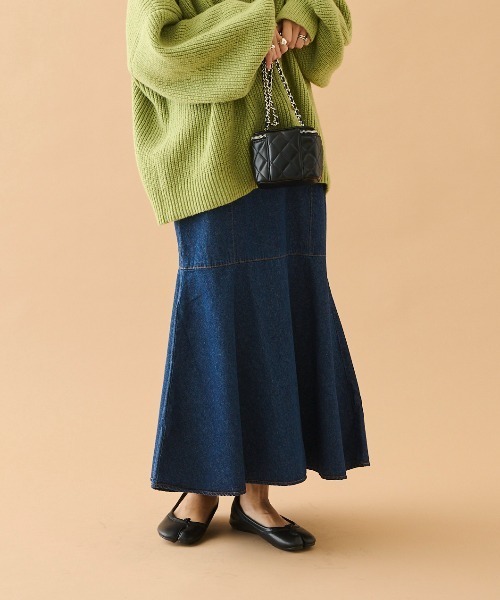 Shelly island（シェリーアイランド）の「ハイウエストマーメイドロングスカート（スカート・レディース・ホワイト/ネイビー・M）」の19枚目の写真