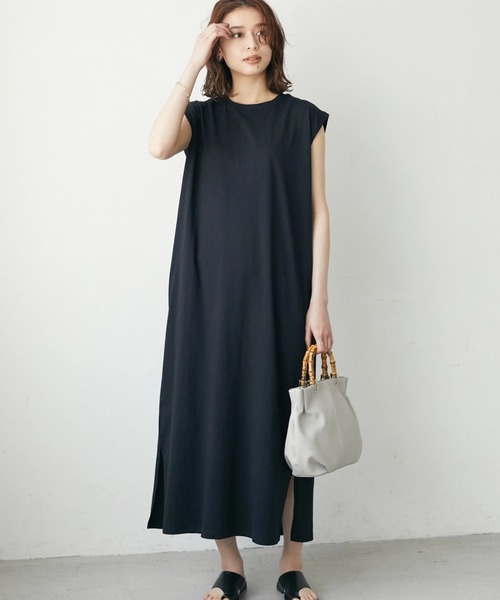 Green Parks(グリーンパークス)の「バックスリットタックワンピース(ワンピース・レディース・グリーン/パープル/ブラック・FREE)」の2枚目の写真