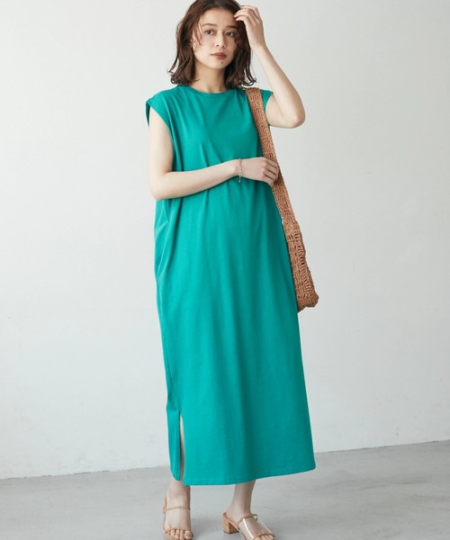 極美品 フランコフェラーロ ノースリーブ タックワンピース グリーン サイズ44 優待価格[Fellini]タックノースリワンピ | KOBUNSHA SELECT SHOP