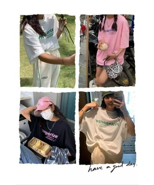 at12:03(アットイチニーゼロサン)の「オーバーサイズ グラフィックTシャツ(Tシャツ/カットソー・レディース・ホワイト/ブラック/ピンク・FREE)」の5枚目の写真