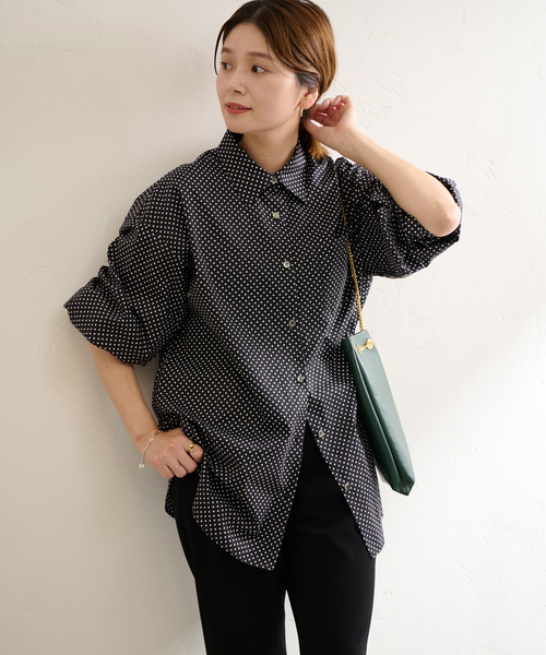 JOURNAL STANDARD（ジャーナルスタンダード）の「タイプライタースリットカフシャツ（シャツ/ブラウス・レディース・ホワイト/イエロー/ブラック系その他/ブラック系その他2・FREE）」の6枚目の写真