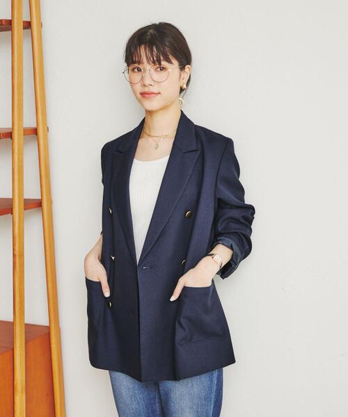 coen（コーエン）の「ネイビーブレザージャケット（テーラードジャケット・レディース・ネイビー・M/L）」の4枚目の写真