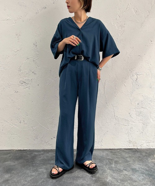 apres jour mignon（アプレジュールミニョン）の「ストレートスラックスパンツ【ZOZOTOWN限定アイテム】【SETUP着用可能】（スラックス・レディース・チャコールグレー/ブラック/ブルー・SMALL/MEDIUM/X-LARGE）」の5枚目の写真