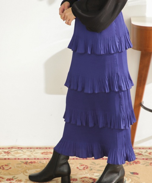 ROSE BUD(ローズバッド)の「ティアードスカート(スカート・レディース・ブラック/ブルー/グリーン・ONE SIZE)」の7枚目の写真